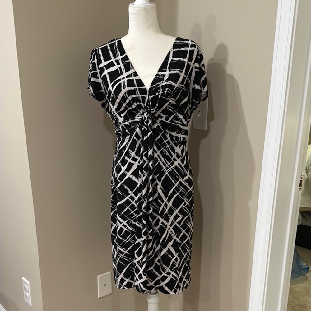 Motherhood Black and White Midi Dress